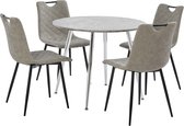 Decoways - 5-delige Eethoek kunstleer grijs