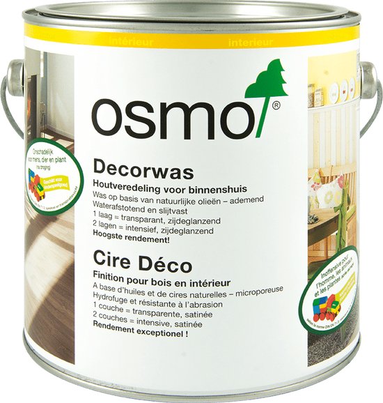 Osmo Decorwas Transparant 3136 Berken 0.75 Liter | Wash effect | Kleurolie | Houtolie voor Binnen | Kleurwax | Sluitvast en Vuilafstotend