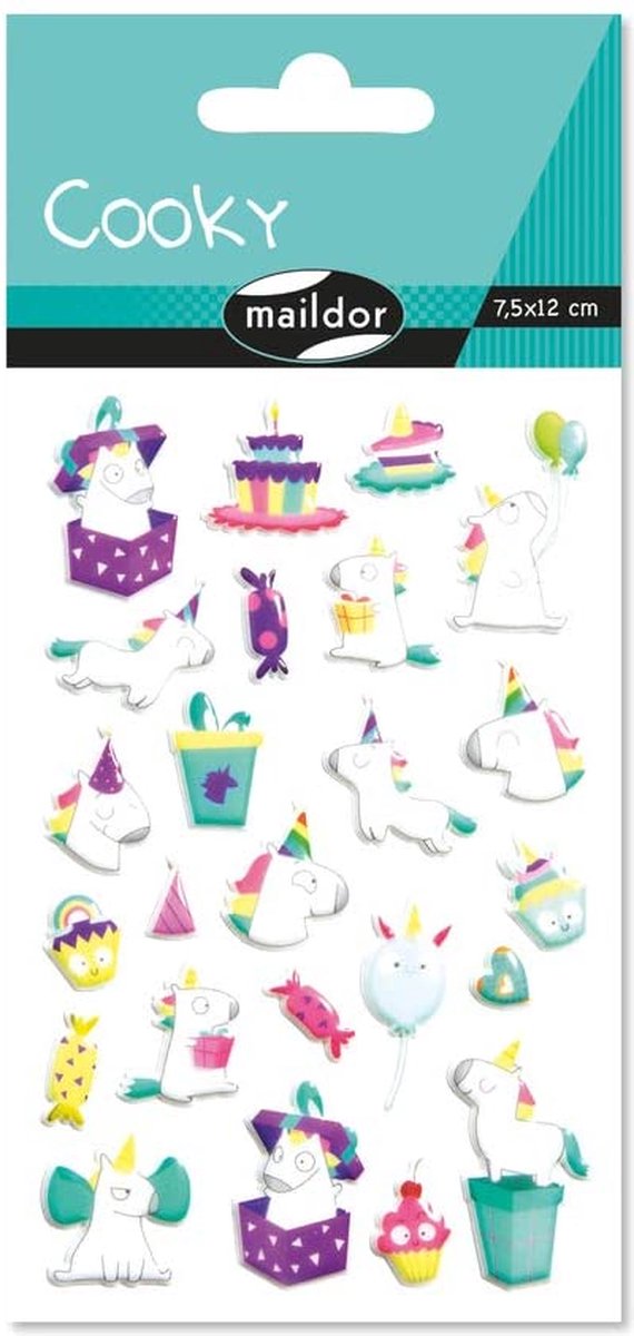 COOKY 3D STICKERS EENHOORN VERJAARDAG