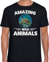 T-shirt schildpad - zwart - heren - amazing wild animals - cadeau shirt schildpad / schildpadden liefhebber L