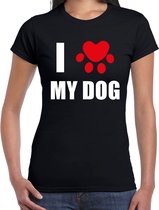 I love my dog honden t-shirt zwart - dames - Honden liefhebber cadeau shirt 2XL