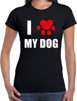 I love my dog honden t-shirt zwart - dames - Honden liefhebber cadeau shirt S