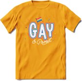 Gay | Pride T-Shirt | Grappig LHBTIQ+ / LGBTQ / Gay / Homo / Lesbi Cadeau Shirt | Dames - Heren - Unisex | Tshirt Kleding Kado | - Geel - L