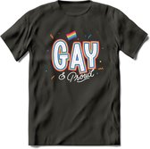 Gay | Pride T-Shirt | Grappig LHBTIQ+ / LGBTQ / Gay / Homo / Lesbi Cadeau Shirt | Dames - Heren - Unisex | Tshirt Kleding Kado | - Donker Grijs - L