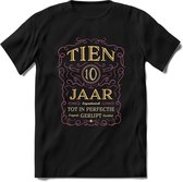 10 Jaar Legendarisch Gerijpt T-Shirt | Oud Roze - Ivoor | Grappig Verjaardag en Feest Cadeau Shirt | Dames - Heren - Unisex | Tshirt Kleding Kado | - Zwart - XXL