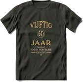50 Jaar Legendarisch Gerijpt T-Shirt | Mos - Ivoor | Grappig Verjaardag en Feest Cadeau Shirt | Dames - Heren - Unisex | Tshirt Kleding Kado | - Donker Grijs - L