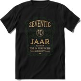 70 Jaar Legendarisch Gerijpt T-Shirt | Mos - Ivoor | Grappig Verjaardag en Feest Cadeau Shirt | Dames - Heren - Unisex | Tshirt Kleding Kado | - Zwart - L