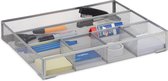 bureau organizer - 6 vakken - antislip - metaal - zilver