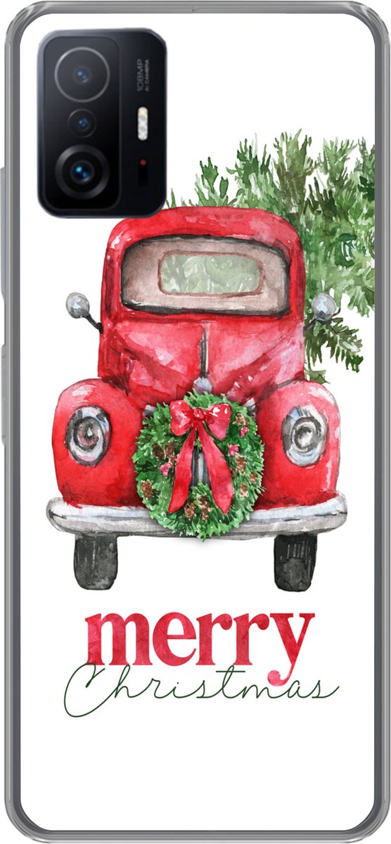 Telefoonhoesje Geschikt voor Xiaomi 11 Lite 5G NE hoesje - Kerst - Auto - Spreuken - Quotes - Merry Christmas - Siliconen Telefoonhoesje Telefoonhoesje