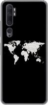 Geschikt voor Xiaomi Mi Note 10 hoesje - Wereldkaart - Patronen - Zwart - Siliconen Telefoonhoesje