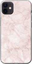 Geschikt voor iPhone 12 mini hoesje - Marmer print - Rosé - Chic - Siliconen Telefoonhoesje