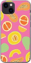 Geschikt voor iPhone 13 mini hoesje - Fruit - Patronen - Roze - Siliconen Telefoonhoesje