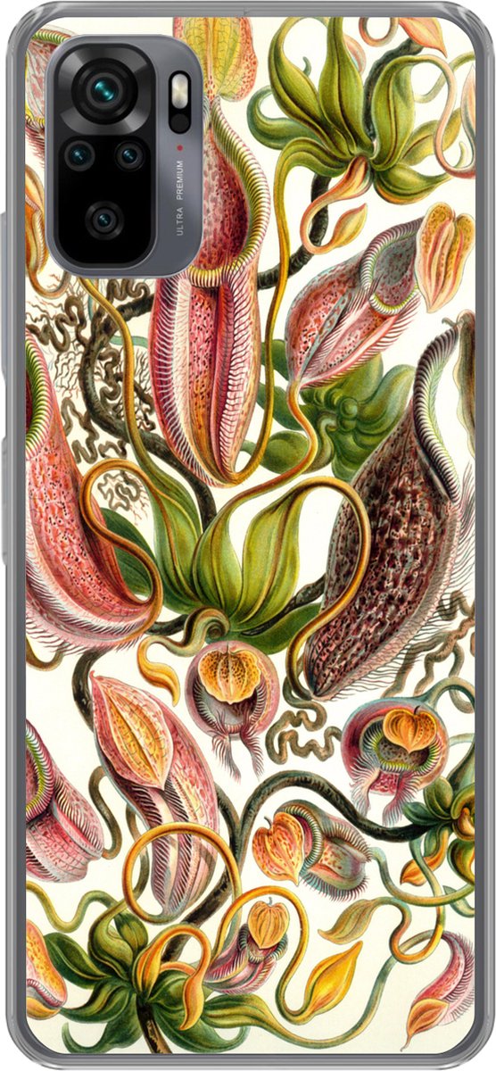 Telefoonhoesje Geschikt voor Xiaomi Redmi Note 10S hoesje - Nepenthaceae - Kunst - Bloemen - Siliconen Telefoonhoesje Telefoonhoesje