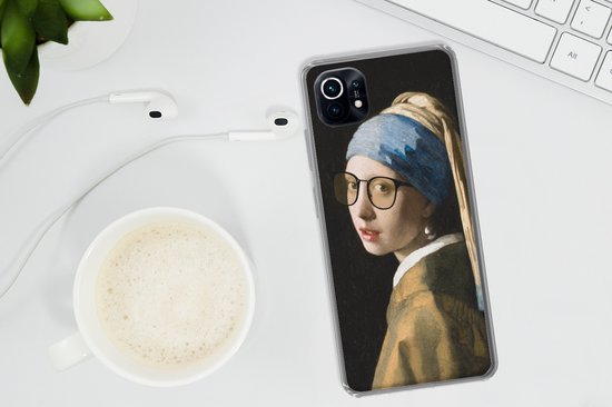Telefoonhoesje Geschikt voor Xiaomi Mi 11 hoesje - Meisje met de parel - Vermeer - Bril - Siliconen Telefoonhoesje Telefoonhoesje