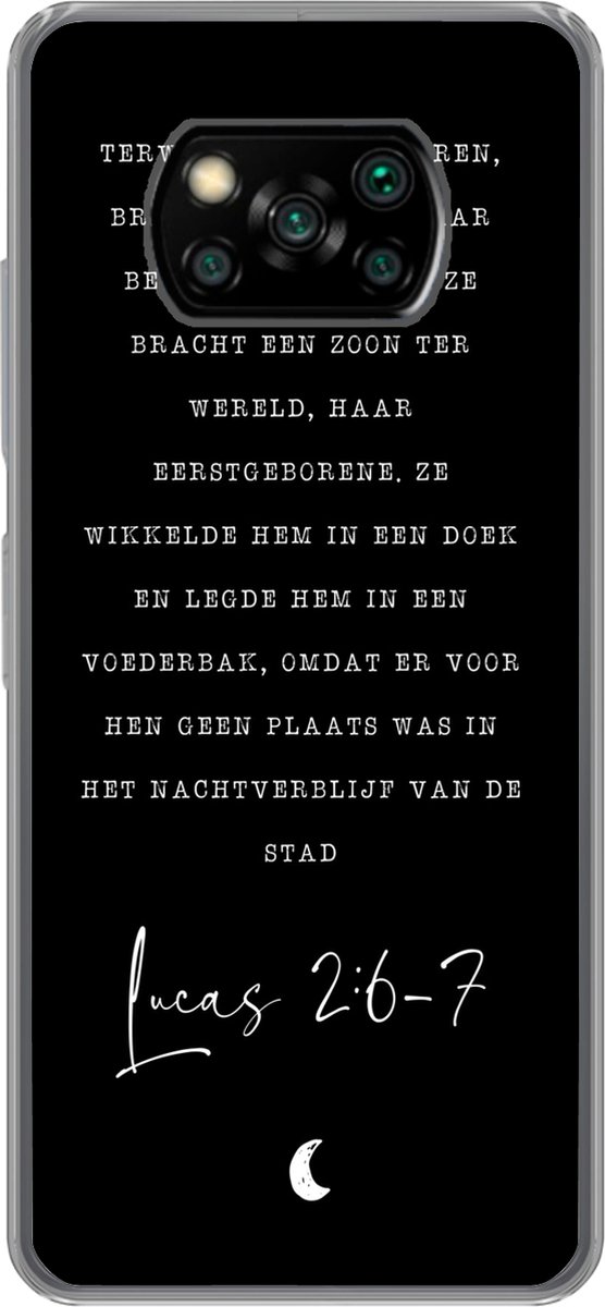 Telefoonhoesje Geschikt voor Xiaomi Geschikt voor Poco X3 NFC hoesje - Kerst - Quotes - Lucas 2:6-7 - Religie - Spreuken - Siliconen Telefoonhoesje Telefoonhoesje