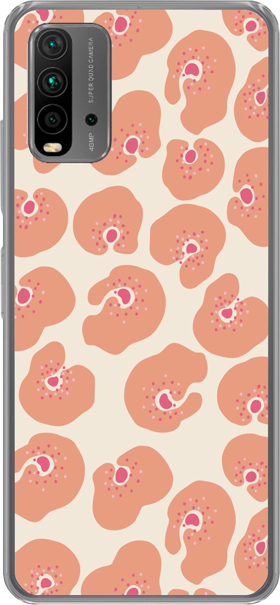 Telefoonhoesje Geschikt voor Xiaomi Redmi 9T hoesje - Bloem - Patroon - Abstract - Siliconen Telefoonhoesje Telefoonhoesje