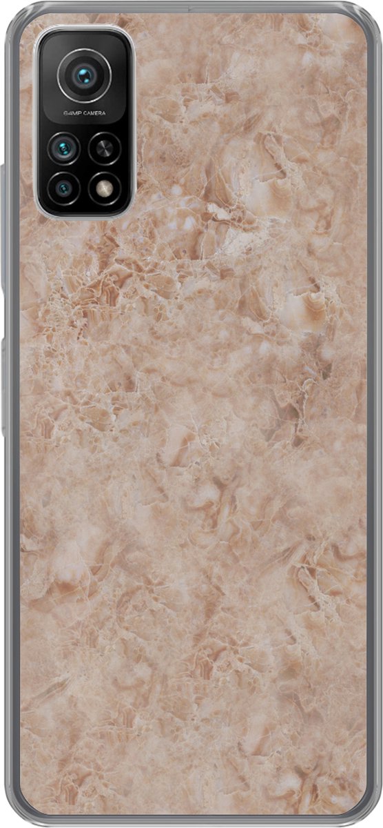 Telefoonhoesje Geschikt voor Xiaomi Mi 10T 5G hoesje - Marmer print - Bruin - Patronen - Siliconen Telefoonhoesje Telefoonhoesje