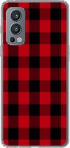 Geschikt voor OnePlus Nord 2 5G hoesje - Plaid - Zwart - Rood - Siliconen Telefoonhoesje