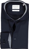 Michaelis slim fit overhemd - mouwlengte 7 - twill - marine blauw (contrast) - Strijkvrij - Boordmaat: 41