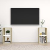 Tv-meubelen 2 st 72x35x36,5 cm spaanplaat wit sonoma eikenkleur