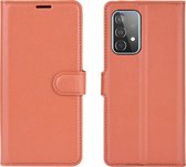 Samsung Galaxy A52 Hoesje - Mobigear - Classic Serie - Kunstlederen Bookcase - Cognac - Hoesje Geschikt Voor Samsung Galaxy A52