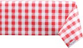 Raved Tafelzeil Boerenbont Ruit Rood  140 cm x  550 cm - PVC - Afwasbaar