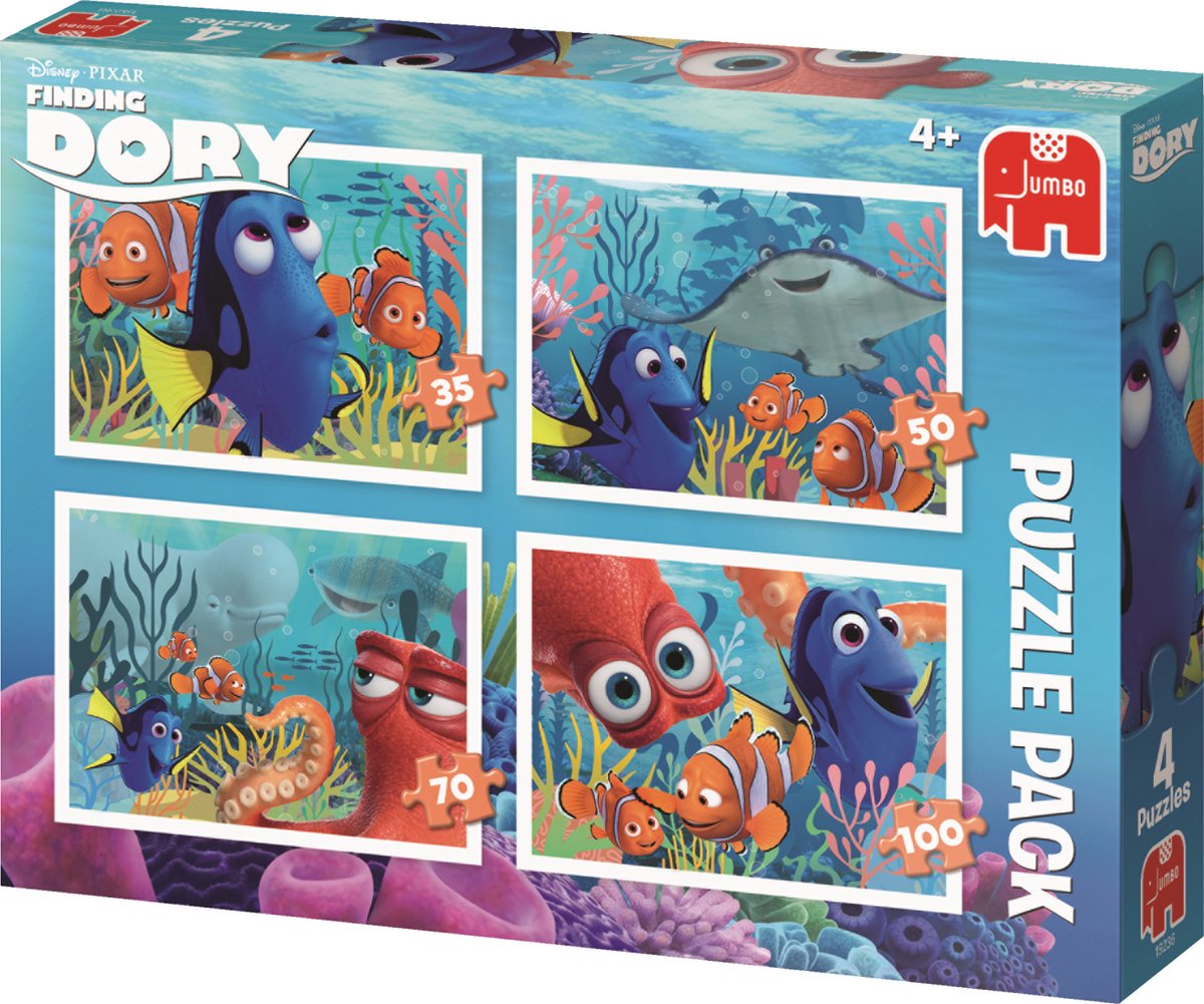 Disney Finding Dory 4in1 Puzzel - 4 legpuzzels met ieder een verschillend  aantal stukjes | bol.com