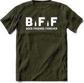 Bier Friends Forever BFF T-Shirt | Unisex Kleding | Dames - Heren Feest shirt | Drank | Grappig Verjaardag Cadeau tekst | - Leger Groen - L