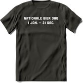 Nationale Bier Dag T-Shirt | Unisex Kleding | Dames - Heren Feest shirt | Drank | Grappig Verjaardag Cadeau tekst | - Donker Grijs - XXL