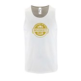 Witte Tanktop sportshirt met " Member of the Whiskey club " Print Goud Size S
