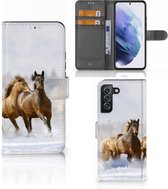 GSM Hoesje Geschikt voor Samsung Galaxy S22 Plus Wallet Book Case Paarden