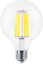 Braytron ADVANCE Filament LAMP-Gloeilamp - 8W- E27 -G95  -Helder Glas- DIMBAAR - 2700K Warm wit licht