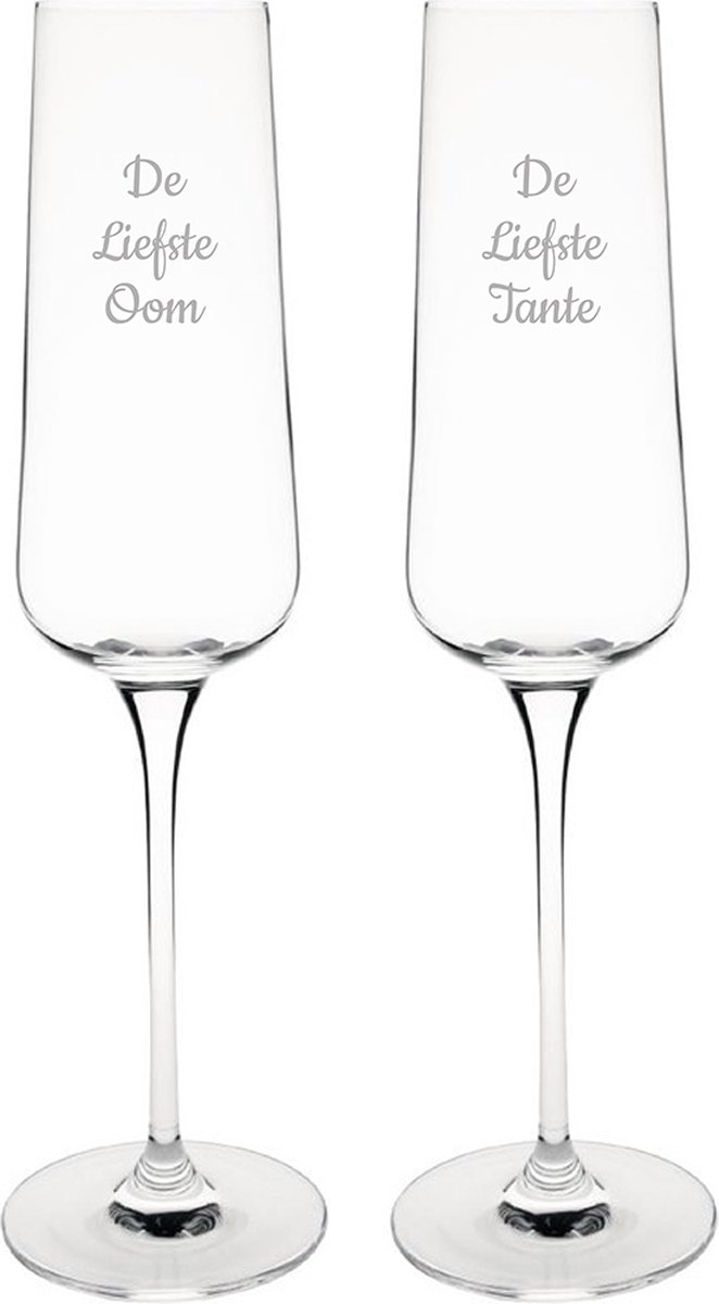Gegraveerde Champagneglas 27cl De Liefste Tante-De Liefste Oom