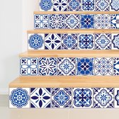 Walplus Spaans Mozaiek - Muursticker/Trapsticker - Blauw - 15x15 cm - 24 stuks