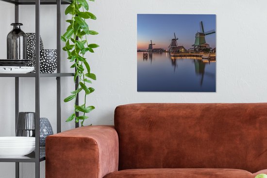 Peinture sur toile Moulins à vent aux Nederland - 50x50 cm - Décoration murale