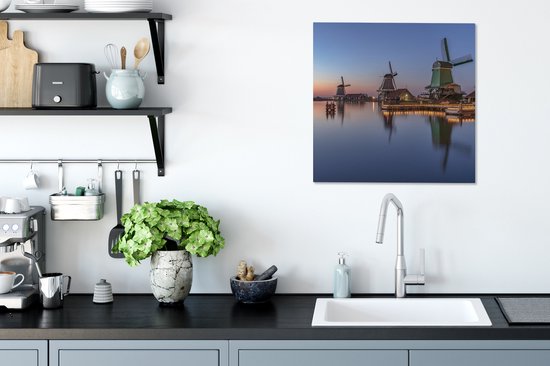 Peinture sur toile Moulins à vent aux Nederland - 50x50 cm - Décoration murale