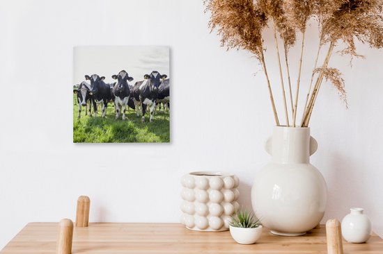 Tableau Peinture Vaches - Léger - Printemps - 20x20 cm - Décoration murale