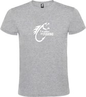 Grijs  T shirt met  " I'd rather be Fishing / ik ga liever vissen " print Wit size XXL