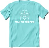 Talk To The Paw - Katten T-Shirt Kleding Cadeau | Dames - Heren - Unisex | Kat / Dieren shirt | Grappig Verjaardag kado | Tshirt Met Print | - Licht Blauw - XL