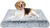 Orthopedisch hondenbed voor kleine middelgrote honden, pluche hondenbed wasbaar eierkistvorm schuim hondenkussen met afneembare overtrek (75 x 50 x 5,5 cm), grijs