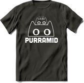 Purrramid - Katten T-Shirt Kleding Cadeau | Dames - Heren - Unisex | Kat / Dieren shirt | Grappig Verjaardag kado | Tshirt Met Print | - Donker Grijs - XXL