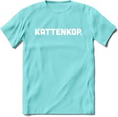 Kattenkop - Katten T-Shirt Kleding Cadeau | Dames - Heren - Unisex | Kat / Dieren shirt | Grappig Verjaardag kado | Tshirt Met Print | - Licht Blauw - XL