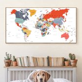 Wereldkaart XL Poster - 95 x 50cm - Landkaart - Wanddecoratie - Kunst