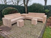 Hoekbank “Garden luxe” van Gebruikt steigerhout - 225x285cm - 5 persoons