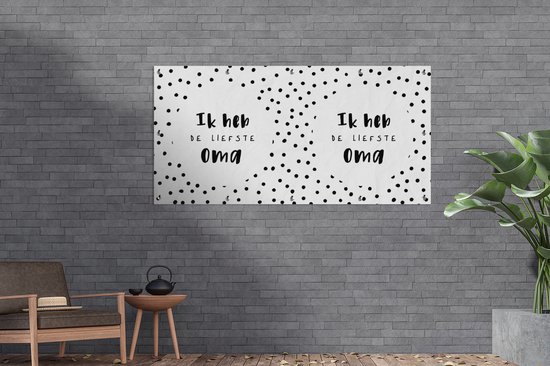 Décoration murale murale d'extérieur 'J'ai la grand-mère la plus douce' - Proverbes - Citations - 160x80 cm - Toile de jardin