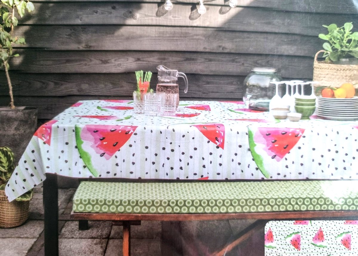Cactula leuke vrolijke watermeloenen tafelkleed PVC 140 x 250 CM