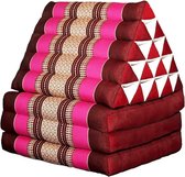 Driehoekskussen – Moon Kwan Kussen - Thais Kussen – Vloerkussen – Thais matras - 3 fold jumbo met 15 rollen - Driehoekskussen Thai – Roze