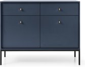 InspireMe- Commode- Ladekast - Kast - voor de woonkamer - moderne vorm en kleur - 2 deuren + 2 laden - (103,5 cm -39cm - 83,2 cm) - Blauw - Donkerblauw - Marineblauw - MELODY II