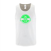 Witte Tanktop sportshirt met "Member of the Gin club" Print Neon Groen Size XXL