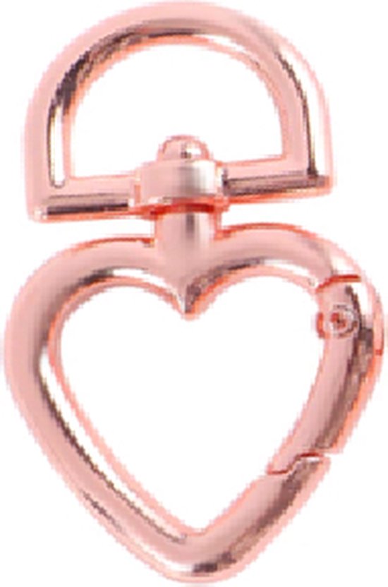 Hart sleutelhanger - Met veersluiting en swivel - 47mm - Rose gold